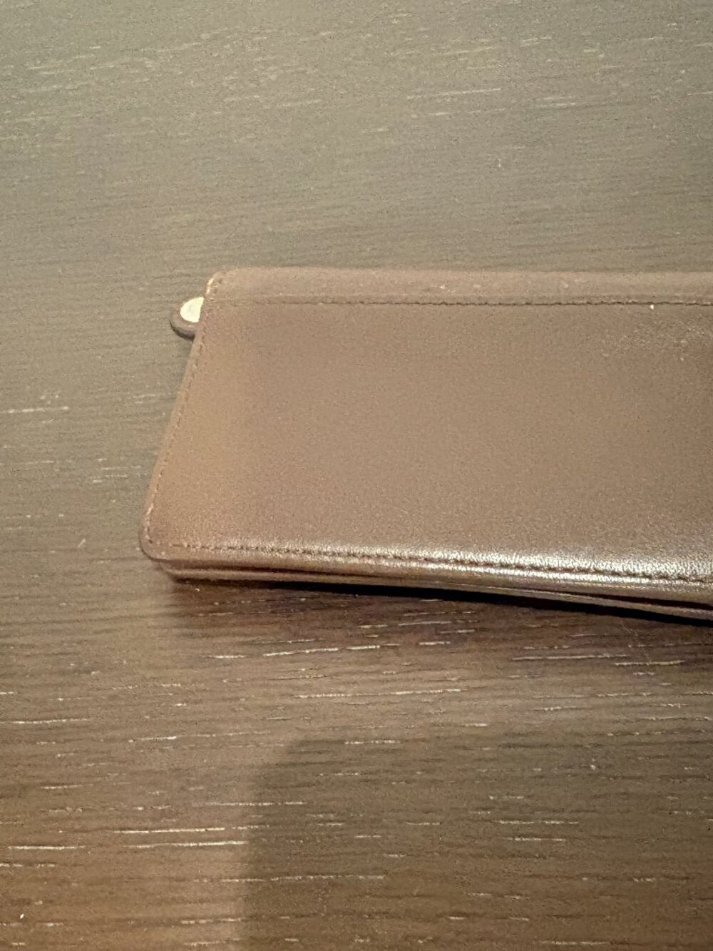 🏷️ Coach Brown Smooth Leather Slim Compact Card Case Wallet - Picture 2 of 4
